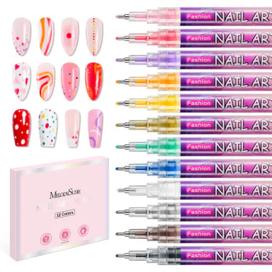 MelodySusie Nail Art Pens Set 0.5MM Nail Polish Pens for Nail Art, Nail Dotting Tool, Drawing Pen for Nail Design for Salon and DIY at Home #DealsForYouDays