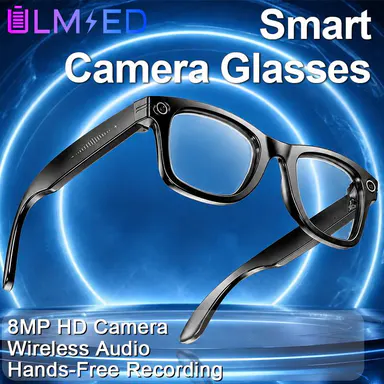 ULMIED Multifunctional Bluetooth Integrated Smart Glasses - Wearable Camera, 8MP HD Recording, Hands-Free Photo & Video Capture, Wireless Audio, Black Frame Photochromic Lens, Men's POV Vlogging Eyewear, Outdoor Cycling Hiking Travel Wearable Tech, Men's,