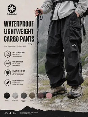 【CREATOR’S PICK】CAONAT Unisex Loose-Fit Hiking Pants - Lightweight Water-Resistant Quick-Dry Outdoor Pants, Elastic Waist with Pockets, Relaxed Fit for Easy Movement, Ideal for Hiking, Camping & Everyday Wear