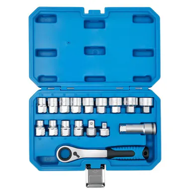 GJANSH 17-Piece Pass Through Socket Set, Metric 10–24mm, Hollow Ratchet Socket Kit for Automotive Repair & Machine Maintenance, fathersdaygift