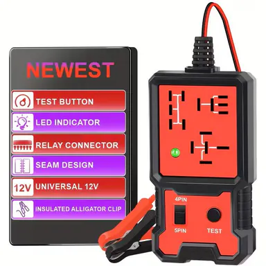 12V Universal Car Automotive Relay Tester - Portable Battery Diagnostic Checker Tool with LED Indicator, Relay Connector, Tools and Gadgets for Vehicle Electrical Testing