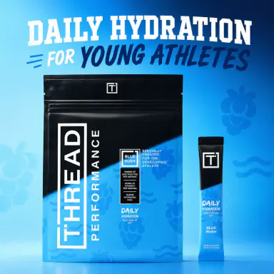 Thread Performance Daily Hydration for Teen Athletes - 5 Stick Packs - Potassium-First Hydration with Magnesium, Trace Minerals & B6 B12 - Sugar-Free Electrolyte