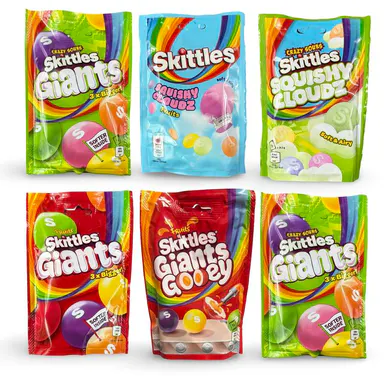 Skittles Imported Candy Bags – Giants, Gooey Giants & Squishy Clouds | UK Import