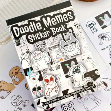 PRSTINCOL Doodle Meme Sticker Kit - 450+ Self-Adhesive Die-Cut Funny Cute Animal Character Craft Supplies for Modern Scrapbooking Ideas, Cutecore Stuff Gifts for Adults