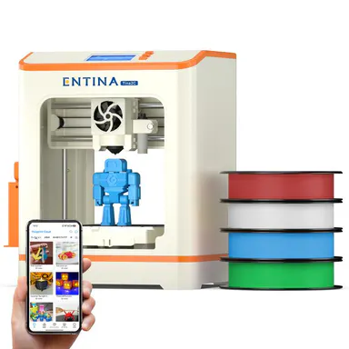 Entina Tina2C Mini 3D Printer for Kids & Beginners - Fully Assembled, 8-Min Ready, App & WiFi Control, Auto Leveling, High Precision, 1500+ Models, 20+ DIY Modules, 1kg, LED Lights, Linux Compatible, School STEM Learning, Cool Gifts for Kids, Home tiktoks