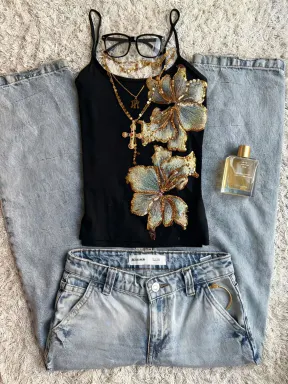 Women's Square Neck Patch Design Solid Casual Beach Tank Top, Casual Fit Fashion, Perfect for Dates, Parties, Travel, Stylish and Comfortable