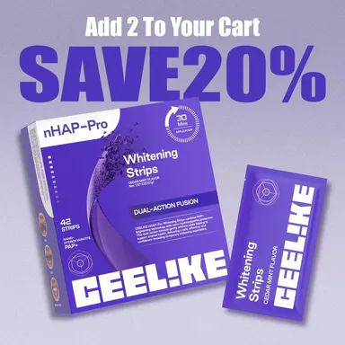 CEELIKE Purple Whitening Strips Teeth, 14 Strips (7 Sessions) + Cheek Retractor, Nano-Hydroxyapatite Enamel-Safe, Peroxide-Free, Antibacterial, Water Base, Non-Sensitive Selfcare for Back to School