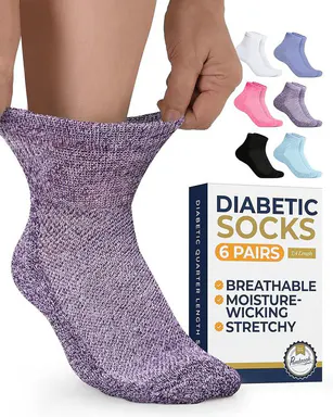 Pembrook Ankle Diabetic Socks | Neuropathy Relief | 6 Pairs in Multiple Colors, Smooth, Tops, Breathable, Low Ankle Socks, Maximum Stretch, Selfcare, Running, Walking, Sitting, 6 Pairs On Hand, Vibrant Fade‑Resist