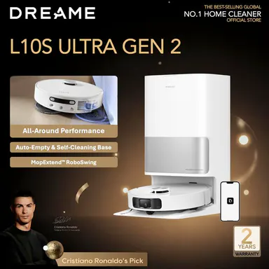 【Limited Deal】DREAME L10s Ultra Gen 2 Robot Vacuum and Mop, 10,000Pa Suction, MopExtend Tech, All-in-One Base Station, 75 Days Auto-Empty, Mop Self-Washing&Drying, Smart Obstacle Avoidance, Carpet Cleaning