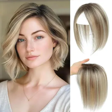 10 Inch Real Human Hair Toppers for Women, No Bangs, 8×12cm Lace Base, 30g, for Thinning Hair
