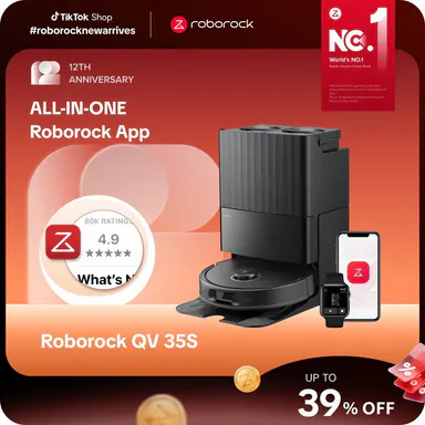 [SaleLink] Roborock Qrevo Series Robot Vacuum and Mop, 10,000Pa suction, Self-Drying, Auto Mop Washing, Self-Emptying & Refilling, 10mm Mop Lifting, Smart Obstacle Avoidance (QV 35S) #TikTokShopBackToSchool #roborocknewarrives