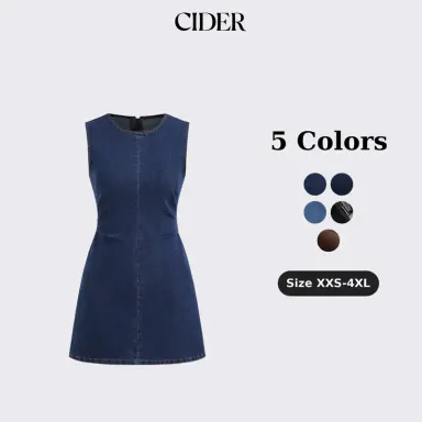 Cider High Stretch Denim Ruched Zipper Mini Dress SummerFinds SohoChic