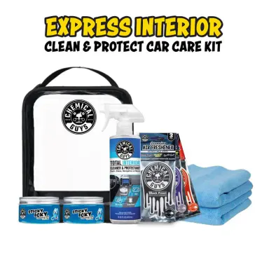 Chemical Guys Express Wash Interior Cleaning Kit – Complete Car Interior Bundle | Clean Dash, Screens, Vents, Cupholders & Fabric Fast | Trunk-Ready On-the-Go Kit with Microfiber Towels, Cleaning Gel & Air Fresheners | Car Cleaning