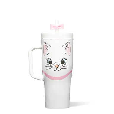 Disney Marie Leakproof Water Bottle, Insulated Mug with Silicone Lid, Reusable Drinkware