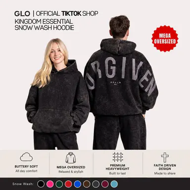 GLO Kingdom Essential Hoodie | Snow Wash Collection | Oversized Christian Hoodie | Buttery Soft Womenswear Fabric