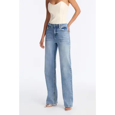 Tall Be Authentic Slouchy Stretch Straight Leg Jeans - Medium Blue Wash