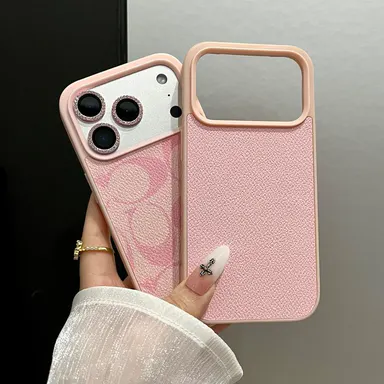 Minimalist Textured Soft Faux Leather Phone Case with Letter C Pattern - Phone Accessories, Multi-Model for All iPhone Models, Full Body Shock-Absorbing Protection, Precise Fit, Ideal for Commuting/Campus Use, Thoughtful Gift, Thoughtful Phone Gift