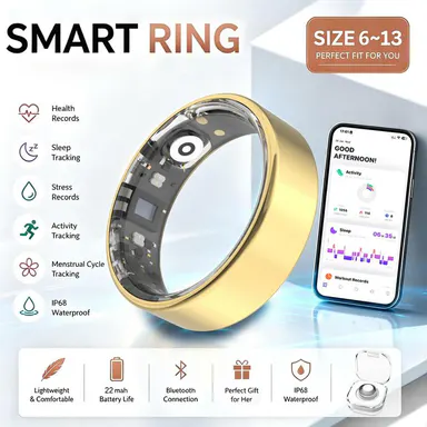 OSAWALLA 2026 New Smart Ring - Wireless Fitness Tracker, Sleep & Heart Rate Monitoring, 5ATM Waterproof for Swimming & Running & Hiking, Unisex Couple Style, Compatible with Android & iOS, Wearable Devices, Gifts for Boyfriend