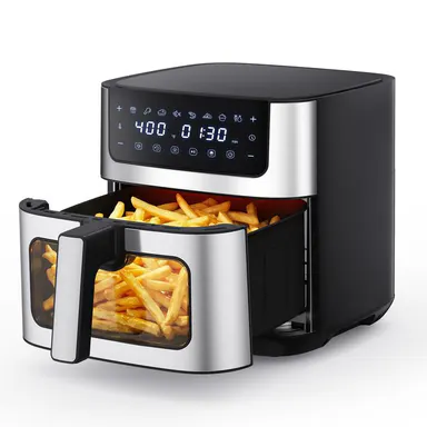 Sweetcrispy 6.34QT Stainless Steel Air Fryer - Chicken Fryer for Busy Homes, Modern Household & Kitchen Appliances, 8 Preset Programs, 400°F Adjustable Temp, 90-Min Timer, Dishwasher-Safe Basket