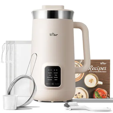 Bear 8-in-1 Nut Milk Maker Machine, 40oz/1.2L Multifunctional Juicer Machine with Self-Clean, 12H Timer Delay, 6H Keep Warm, Touchscreen 1-Touch Operation for Homemade Oat Milk, Soup, Kitchen Household Products,  juicer machine