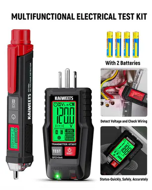 KAIWEETS Electrical Test Kit KIT02, Non-Contact Voltage Tester and GFCI Outlet Tester with LCD Display, Wiring Fault Checker, Outlet Tester Kit for Electrician, DIY, 2-Piece