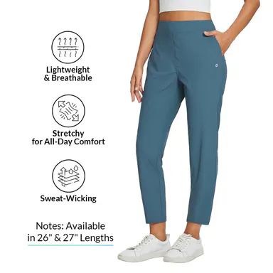 baleaf Summer Ankle Pants for Women's Lightweight Breathable Business Casual Stretch UPF50+ Quick Dry 4 Pockets for Commute Work Casual School Travel Hiking Golf Bottoms BacktoSchool