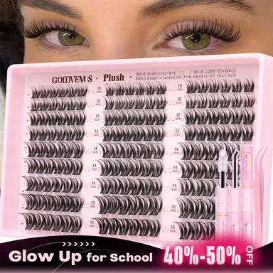 Goddvenus Plush D Curl Spider Lash Clusters Natural Blend 10-16mm Fluffy Lightweight Eyelash Extensions for Daily Makeup