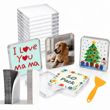 Magnetic Photo Frames 2\"x2\" Clear Acrylic DIY Fridge Magnets with Adhesive Backing – Square Magnets for Crafts, Kitchen, Classroom, Party & Office Decoration Back to School College Dorm Essentials #HomeEssentials #TikTokShopBackToSchool