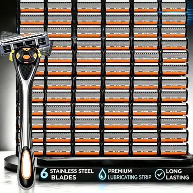 Men's Razor Blade Replacement, 48pcs Razor Blade & 1 Count Handle, Sharp Handheld Razor Blade, Men's Care Product for Daily Use, Head Shaver Kit