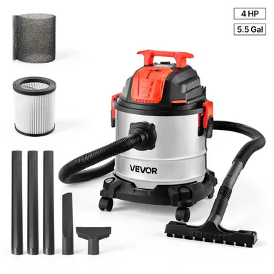 【Summerfinds】VEVOR Shop Vac,5.8 Gallon Wet Dry Shop Vacuum4 Peak HP with One-Button Self-CleaningDual-Filter900W Input Power1.25in x 7ft Hose9.8ft CordMetal Tank for JobsiteWorkshopGarageHome,dorm essentials,home essentials