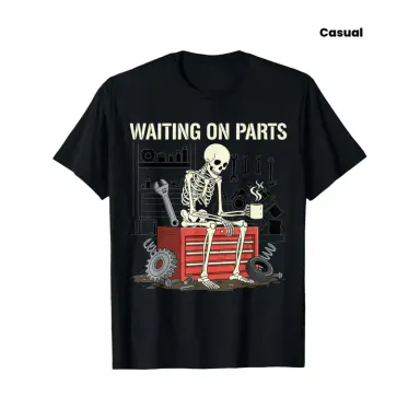 Humorous Skeleton Auto Mechanic T Shirt for Men Women and Couples Trendy Short Sleeve Street Style Casual Summer Tee Must Have Fashionable Top