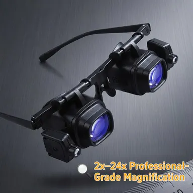 Head-Mounted Magnifying Glasses with 2 LED Lights, 2x-24x Acrylic Lenses, Portable ABS Frame, Unisex Gadget for Electronics & Mobile Repair, Tools And Gadgets tiktokshopbacktoschool, Work Accessories, Smartphone, Pouch, Mobile Phones, Tools And Gadgets Fo