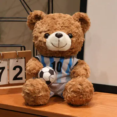 Cute Football Teddy Bear Plush Toy, Cuddly Soft and Huggable Stuffed Animal, Cute Bear Design, Perfect Birthday and Christmas Gift, Ideal for Kids
