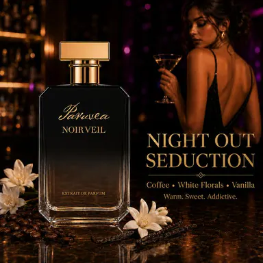 Paruvea Noir Veil Extrait De Parfum | Coffee Vanilla Warm Gourmand Perfume for Women | Date Night & Night Out Scent | Seductive Long Lasting Fragrance 100ml (3.4 fl oz)