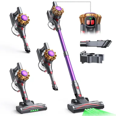 Cordless Stick Vacuum Cleaner, 11000Pa Powerful Suction, Lightweight Vacuum with LED Floor Brush, Adjustable Telescopic Tube, Crevice Brush & Wall Mount Storage for Hardwood Floors, Home & Daily Cleaning,sohochic