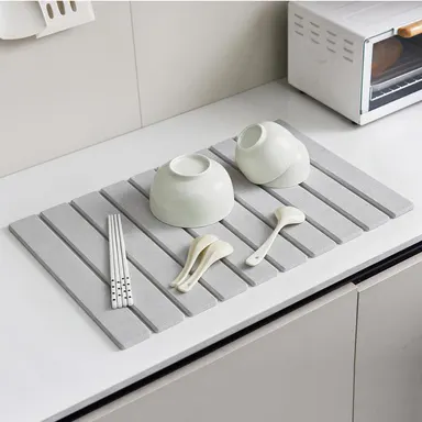 Large Diatomaceous Earth Dish Drying Mat - 24\"×16\" Kitchen Counter Drying Pad, Super Absorbent & Heat Resistant Diatomite Mat for Dishes, Non-Slip Tableware Drying Mat with White Marble Pattern #SummerWins #DealsForYouDays #midyearsale #homeessentials