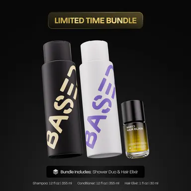 BASED Shower Duo + Hair Elixir | Shampoo, Conditioner, Hair Elixir | Cleanse, Hydrate & Protect | Science-Backed, High Performance