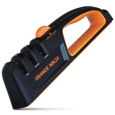 Orange Ninja Adjustable Angle Ceramic Knife Sharpening System (12°-24°) for Kitchen Knives