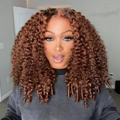 OQ HAIR #4 Brown 13x6 Lace Front Wigs Human Hair 220% Density Burmese Curly Glueless Wig Pre Everything with Natural Hairline Colored Hair