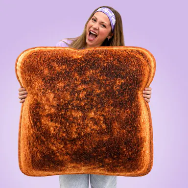 Toast Pillow | All About Vibe – Cute 3D Toast Bread Throw Pillow for Couch & Bed Decor | Ultra-Soft Velvet, Funny Unique Gift, Made in USA