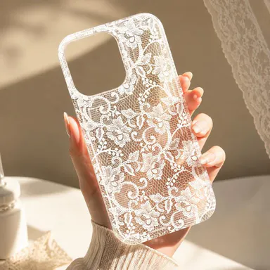 Women's Fashionable Romantic Lace TPU Cellphone Case - Soft, Transparent Air Cushion, Airbag Drop Guard, Shock-Resistant Accessory with Easy Installation for iPhone 17,16,15,14,13,12,11 Pro Max Plus - Ideal Engagement Gift for Bride-to-Be