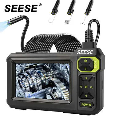 SEESE Industrial Endoscope Camera with Light, IP67 Waterproof Borescope with 4.3\" 1080P HD Screen - Ideal for Automotive Engines, Plumbing Inspection​