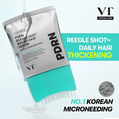 [VT COSMETICS] #1 viral PDRN Reedle Shot Hair Brush Serum with Original Liquid Microneedling & PDRN | Large-Capacity Full Scalp Care, Hair Thickening, Fuller-Looking Hair & Daily Root Care | Hairline, Roots, Baby Hair & Dry Scalp | Korean Haircare