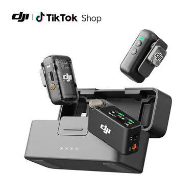 DJI Mic 2 (2 TX + 1 RX + Charging Case), All-in-one Wireless Microphone, Intelligent Noise Cancelling, 32-bit Float Internal Recording, 250m (820 ft.) Range, Microphone for iPhone, Android, Camera