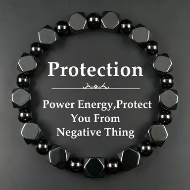 Protection Bracelet for Dad, Hematite Stones Beaded for Grounding, Energy Healing Bracelets for Men Minimalist Stone Jewelry Gifts, Father's Day Gift for Him backtoschool