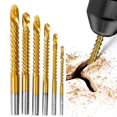 6-Pack Titanium-Plated High-Speed Steel Power Drill Bits Set (6mm, 8mm) - Straight Shank, Titanium Edge Hold, Hard HSS Resists Wear in Daily Use, Durable Tools & Hardware Specialty Hand Tools for Metal/Wood/Plastic Drilling,toolupgrade