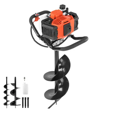 【Summerfinds】VEVOR 52cc Gas Powered Post Hole Digger Work Tool - 1450W Heavy-Duty Alloy Steel Earth Auger Kit with 6\"/10\" Bits, 3 Extension Rods, 3.94ft Pull Start, Thick Handle Foam Grip, EPA Listed for Fence Posts, Tree Planting, Soil Ground Use, Tools,