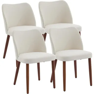 Garvee Set of 4/6 Modern Dining Chairs, Linen Fabric Kitchen Chairs with Solid Wood Legs, Ergonomic Design Armchair, Thick Cushion for Dining Room,dorm essentials,home decor