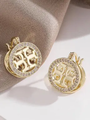 Women's Fashion Earrings Set, Copper Zirconia Ear Cuffs, Elegant Lightweight Design, Round Cutout Jewelry, Versatile Earring Stack Accessory, Sparkling Ear Jewelry, Stylish Jewelry, Circle Shape Earrings