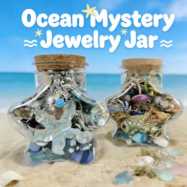 Jollyhit Ocean Mystery Jewelry Jar – 24PCS Beach & Sea Themed Jewelry Set | Summer Aesthetic,Sea Life Jewelry, Perfect Summer Gift，Vacation Must-Have, Cute Gift